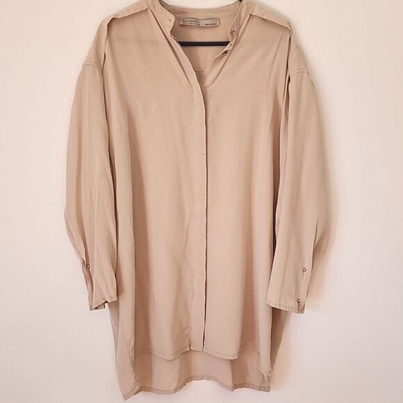 ALLSAINTS Blouse Women Size 6 Soft Utilitarian Relaxed Fit Casual Business Women - Picture 1 of 10